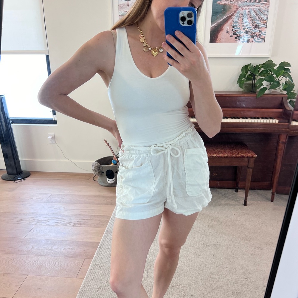 White Linen Shorts